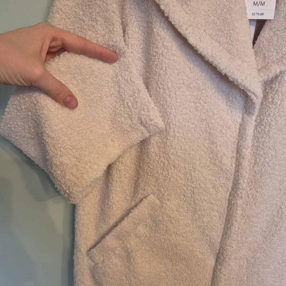 NWT Anthropologie Sanctuary Women's Neutral Minimalist Ivory Teddy Coat Size M - Picture 4 of 8